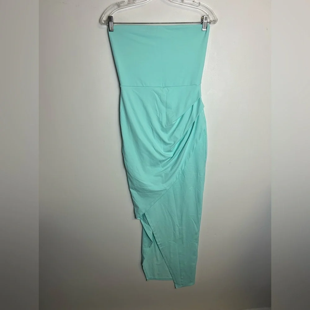 Susana Mónaco Elegant Aqua Blue Strapless Dress Size‎ M Stretch Sexi Bodycon